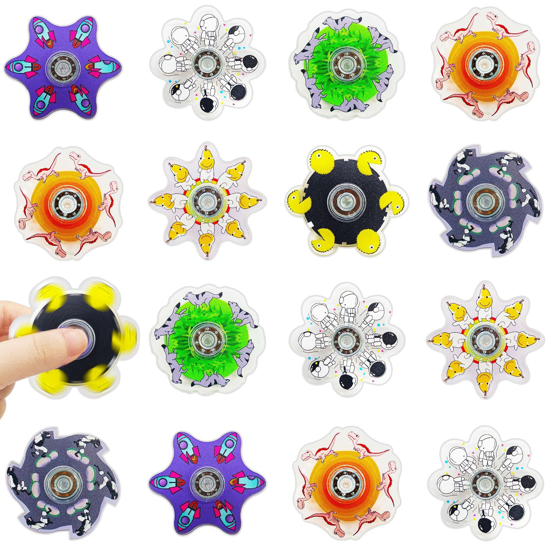 

6PCS 3D Finger Gyroscope Creative Fingertip Running Rotation Visual Illusion Cartoon Stress Reducing Dynamic Optical Gyroscope