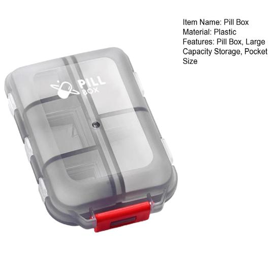 Pill Organizer Large Capacity with 10 Compartments Pill Box Portable Independent Lids Container for Travel And Gym