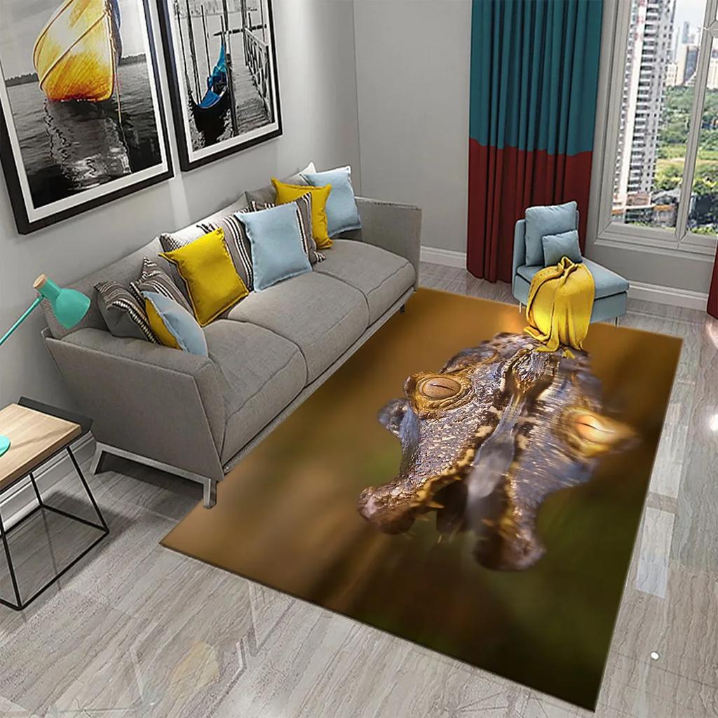 3D Crocodile Carpet Ferocious Wild Animal Rug for Living Room Bedroom Decor Carpet Kids Room Play Floor Mat Child Game Area Rug