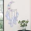 Woven Moon Shape Dreamcatchers with Crystal Wall Art Handmade Butterfly Feathered Tassels Wall Hanging Ornament Decors