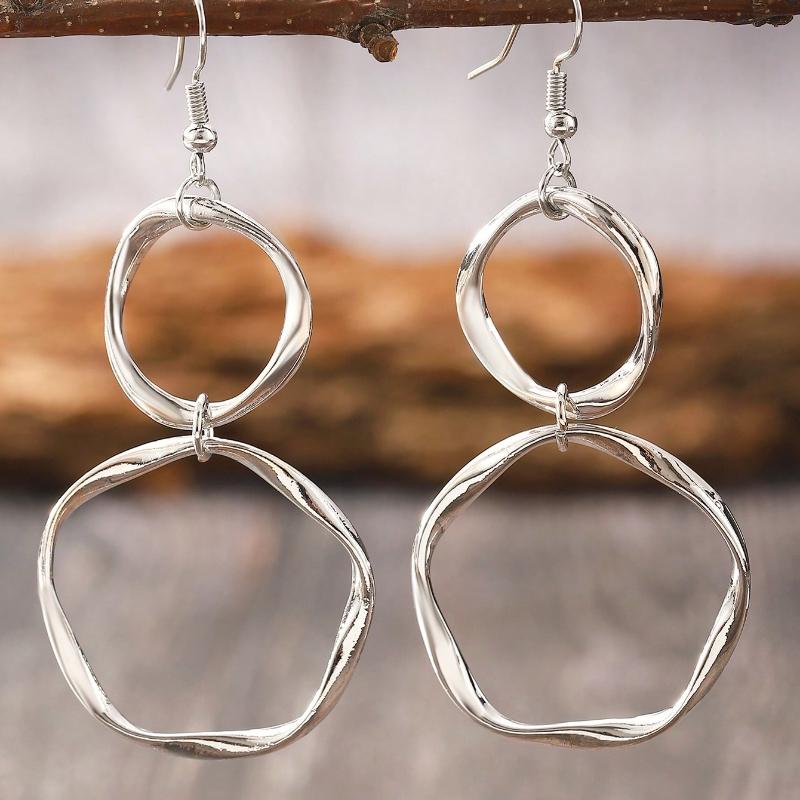 1 Paar Kreative Gedrehte Unendlichkeits-Schleifen-Hängeohrringe mit Langem Ring-Anhänger, Geeignet für das Tägliche Tragen von Frauen