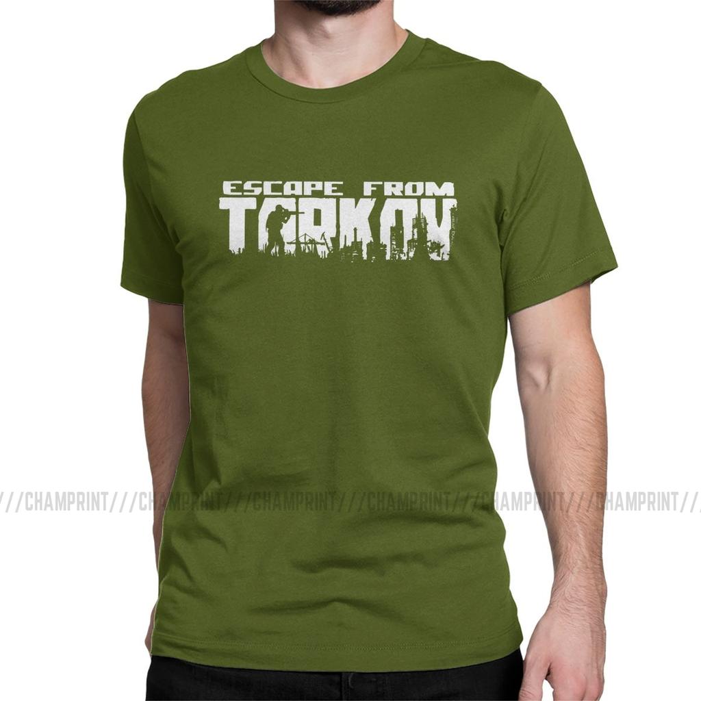 Escape From Tarkov Logo T Shirt for Men 100 Cotton Casual TShirt O Neck Survival Shooter Game Tees Short Sleeve Tops 5XL 6XL