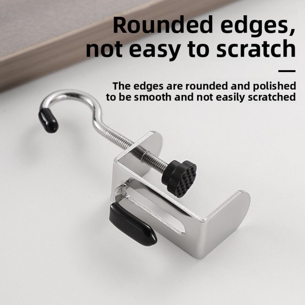 2pcs Detachable Double Hook Adjustable Backpack Hook Portable Desk Edge Hook Office Desktop Edge