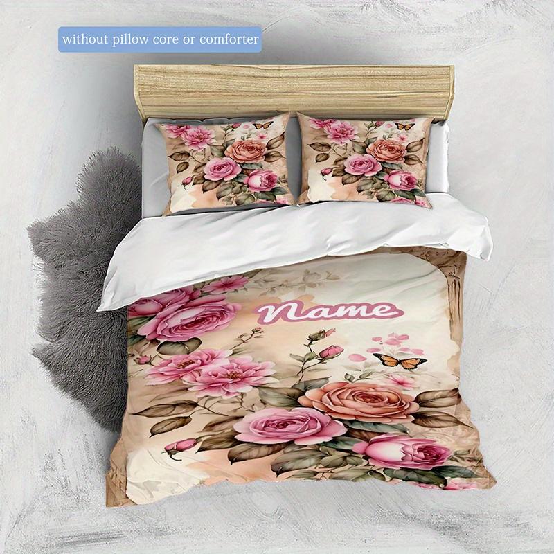 Pinkrose Customize Your Name Duvet Cover Soft Bedding Set For Bedroom Guest Room And Dorm Decoration Threepiece Set Includes 1 Duvet Cover 2