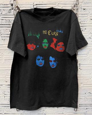 The Cure Band Colorful Faces T-Shirt Unisex Black Cotton T-Shirt