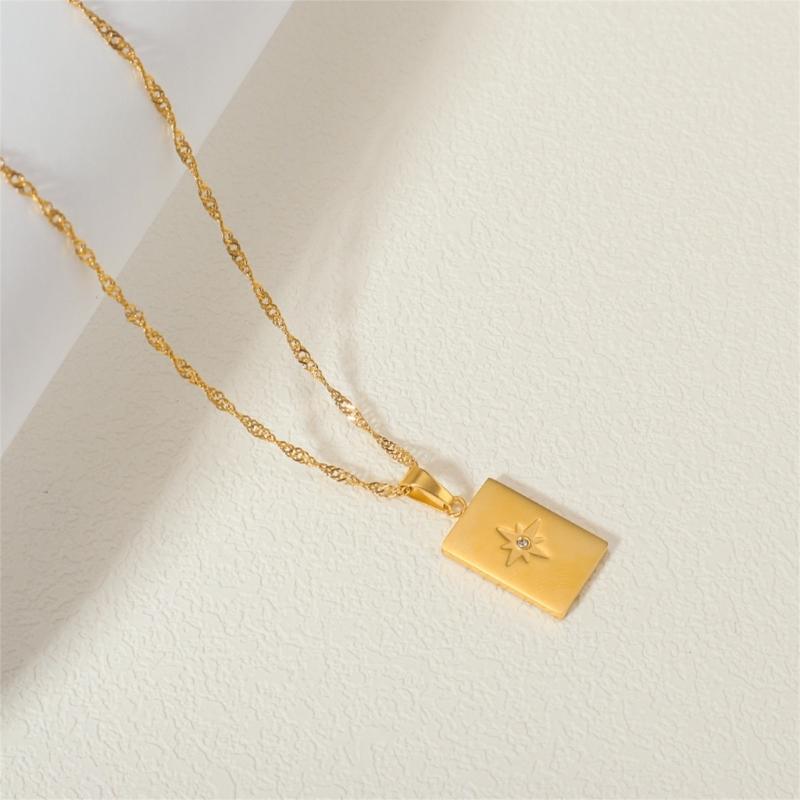 18K Gold Plated Pearls Chain Star Pendant Necklace Sturdy Stainless Steel Waterproof Jewelry Accessory for Women