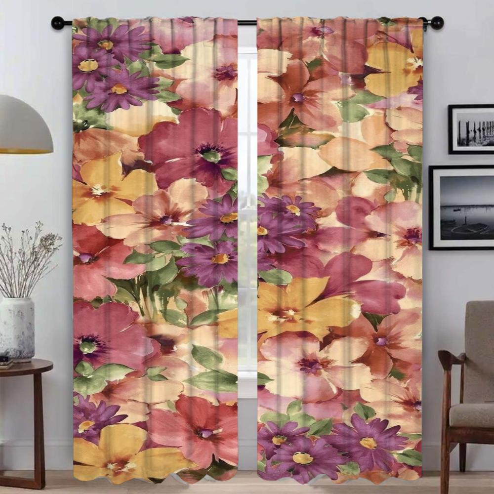 Painted Design Blackout Curtain for Room 2 Panel Elegant Room Curtains Tulle for Bedroom Home Interior Curtains Shades Partition