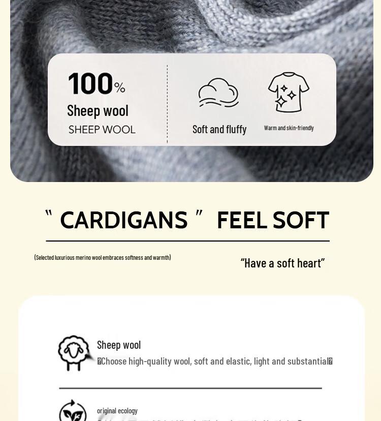 Hengyuanxiang Women's Worsted Wool Knit Cardigan Y2302