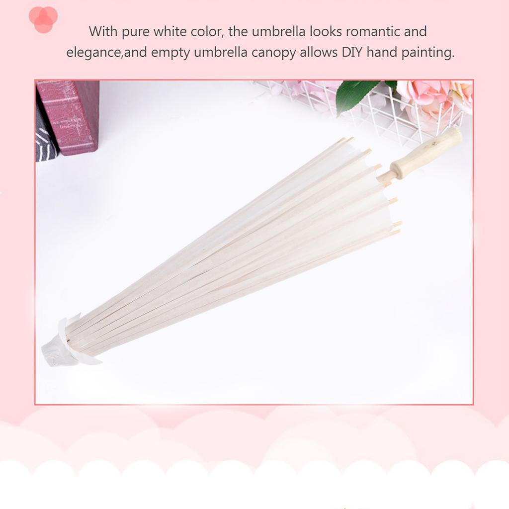 White Color Paper Decorative Umbrella Parasol School Decor Photo Prop (60cm)