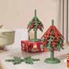 4Pcs Christmas Tree Coasters with Base Silicone Drink Coasters Thermal Pot Holder Insulation Pads for Table Protection Festive Decor