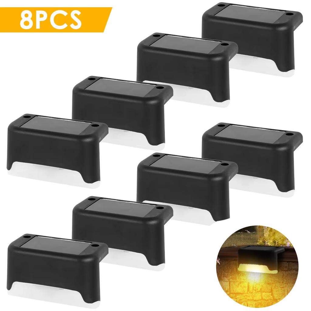 Solar LED Step Light Waterproof Outdoor Deck Fence Stair Lamp Energy Saving Garden Patio Wall Lighting for Yard Railing Decoration