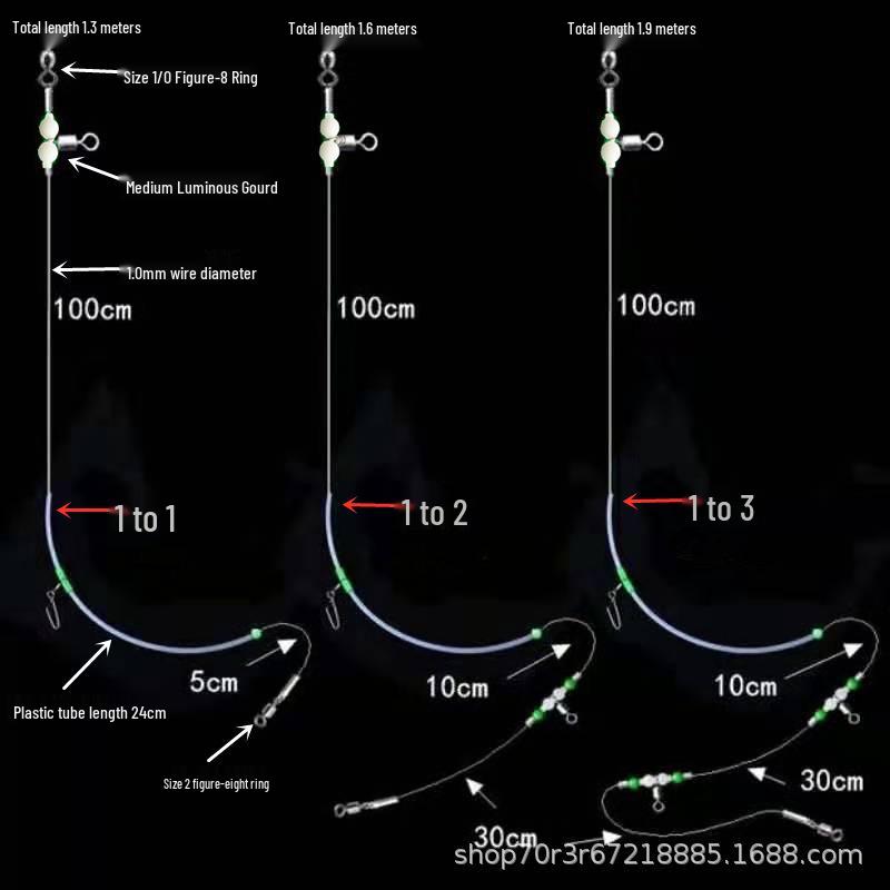 

Морская рыболовная оснастка против зацепов с балансировкой через удилище, несколькими крючками, основной леской из нейлона и фиксированной фурнитурой для ловли с лодки 2 Rods, 1 Branch, 2.3m, 3 Hooks, Main Line 33#