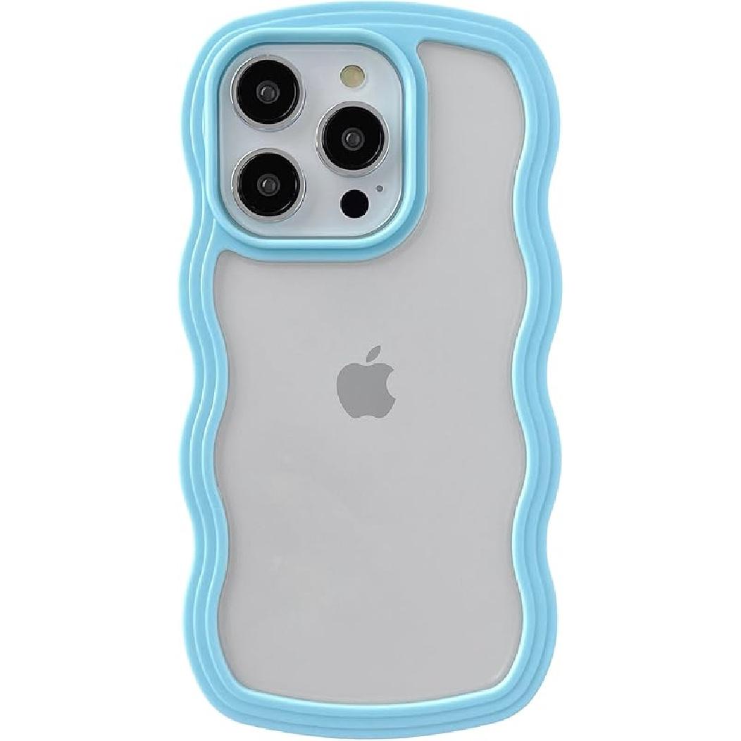 Caseative for iPhone 14 Pro Case,Cute Curly Wave Frame Shape Shockproof Soft Phone Case (White)