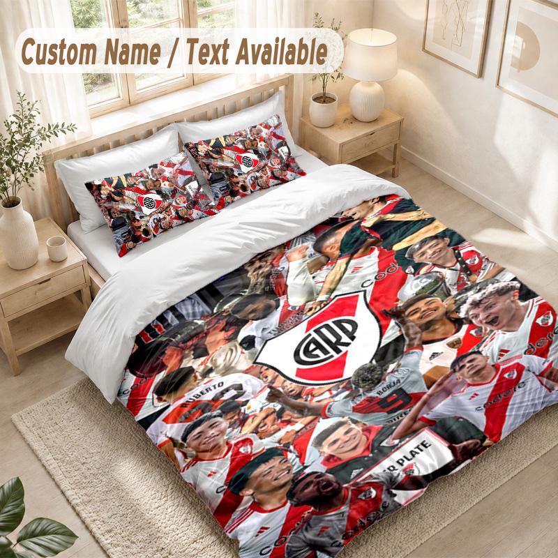 River Plate Bedding Set, 1 Duvet Cover & 2 Pillowcases Soft Comfortable Bedroom Home Textile Decor