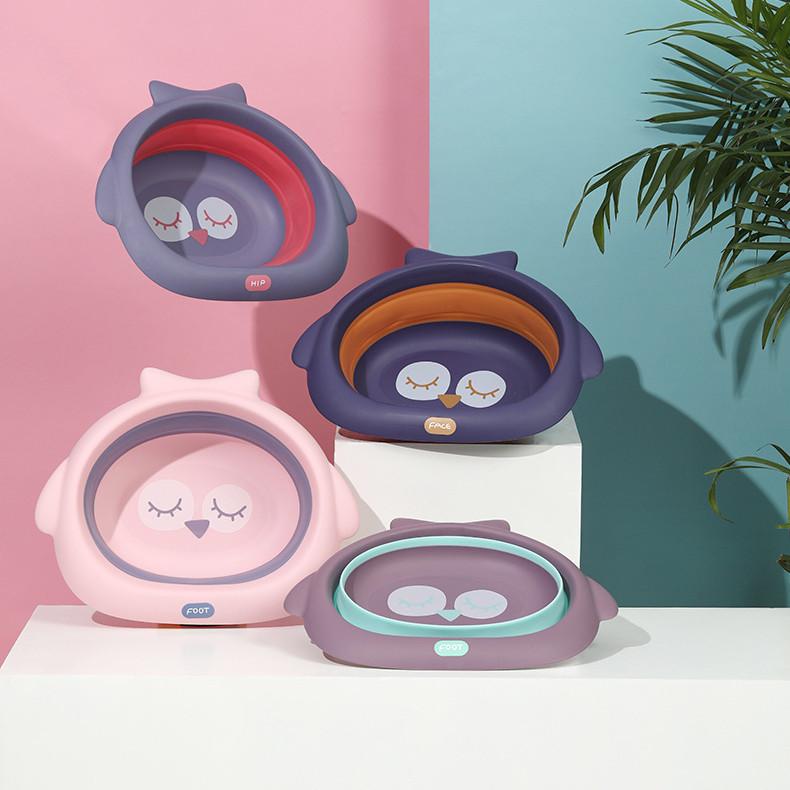 Składana miska do mycia Noworodkowa dziecięca miska do mycia odbytu Kreskówkowa urocza miska do mycia twarzy i stóp dla niemowląt Przenośna miska podróżna