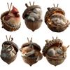 3d Forests Animal Acorn Ornament Funny Resin 3D Acorn Squirrel Hedgehog Rabbits Owl Christmas Tree Ornaments For Living Room