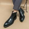 Fashion Men's Retro Genuine Leather Chelsea Boots Men Fashion Ankle Boot Mens Casual British Style Short Boot Thick Soled Pointed Shoes