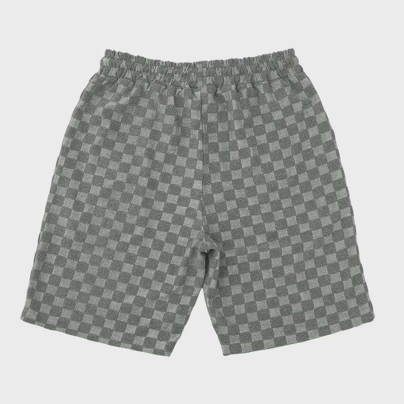 2024 Men's Jacquard Plaid Short-Sleeve T-Shirt and Loose Fit Casual Shorts Set