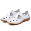 Big Sandals Hollow Leather Women's Shoes Leather Sandals Non-slip Flat Casual Mother Shoes Tide