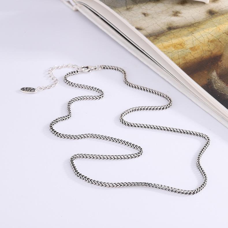 

Ожерелье из стерлингового серебра 925 пробы в стиле ретро, кубинская цепь - модный гонконгский стиль для пар. Model KDP393 - 45cm