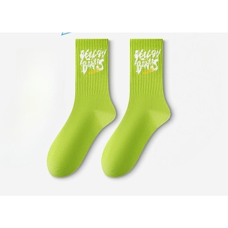 

Мужские летние тонкие носки до середины икры из чистого хлопка, поглощающие пот и дезодорирующие, для летних подростков, студентов, мужской спортивный стиль 1 pair зелёный