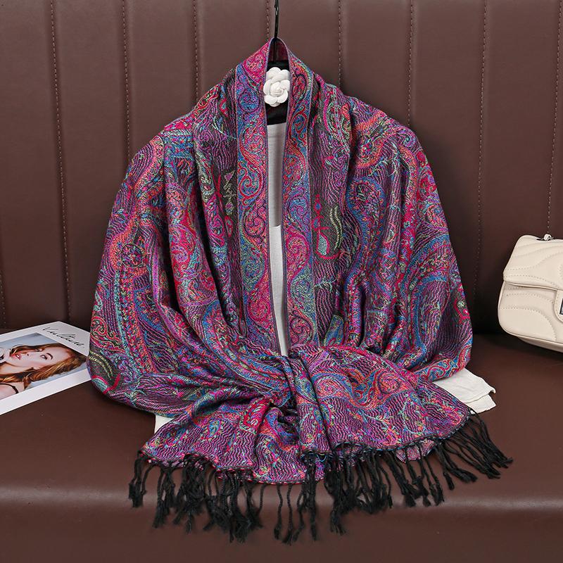 Retro Jacquard Paisley Hijab Cachecol Cotton Viscose Women Muslim Hijab Shawls Long Size Long Wraps Maders Moda Settlement