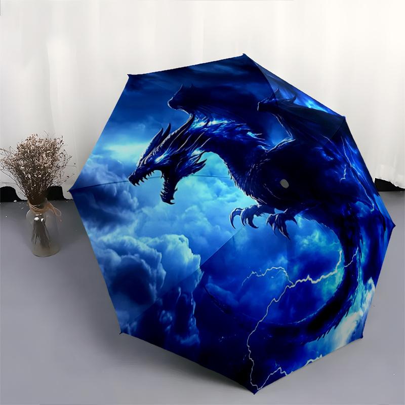 1pc Blue Thunder Dragon Automatic Open/CloseUmbrella,Compact Umbrella for Men & Women Day Gift.A046
