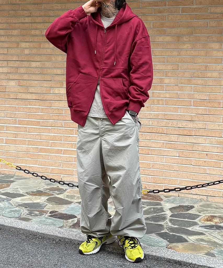 La Felpa con Cappuccio Le Custom The Essential Oversize Liscia con Zip Bidirezionale (Borgogna)
