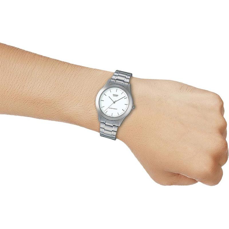 Casio CASIOSTANDARD series life waterproof quartz movement stainless steel strap Japanese and Korean watch women's watch white dial MTP-1128A-7AEF