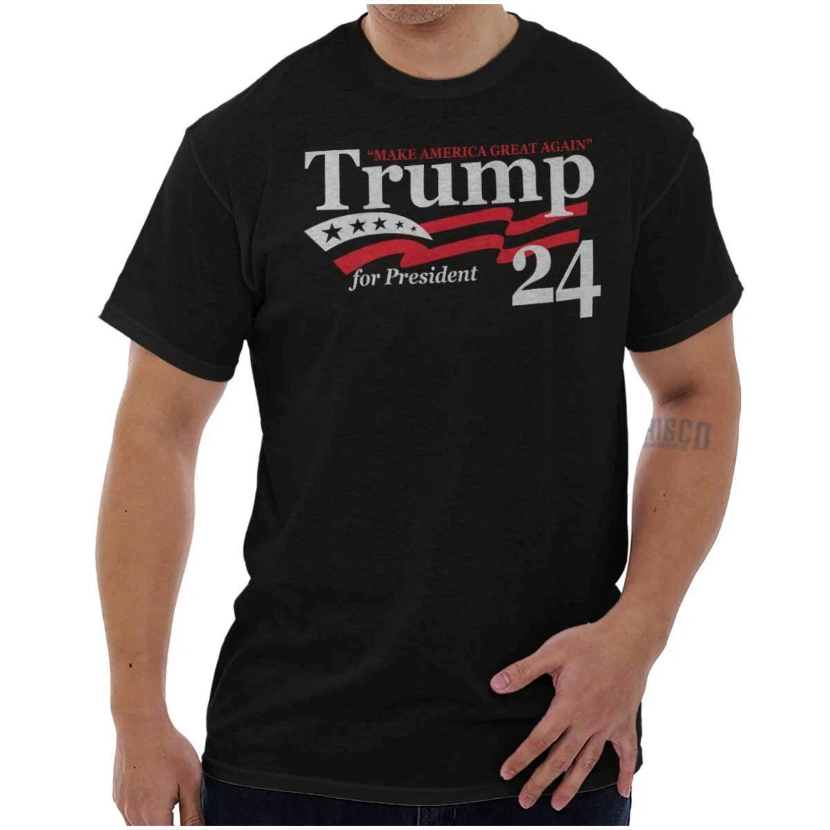 

Donald Trump For President 2024 Campaign Womens or Mens Crewneck 100% Cotton T-shirt Mens Tees Top Tee L