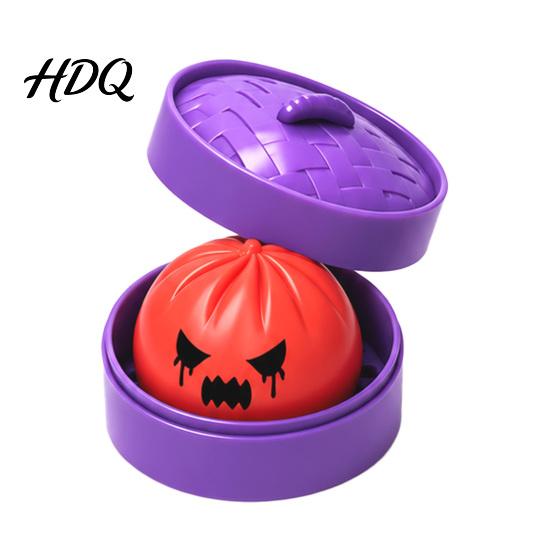 Office Desk Toy Dumpling Squeeze with Purple Steamer, Creepy Steamed Bun Stress Relief Handheld Fidget Tools for Halloween, Home Relaxation Ball