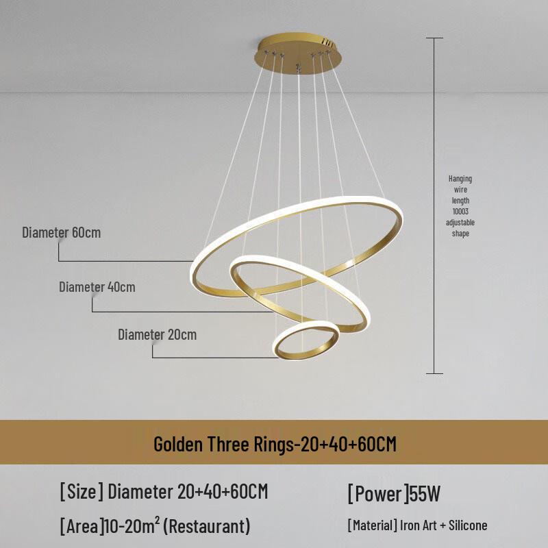 Modern Minimalist White Three-Ring LED Chandelier