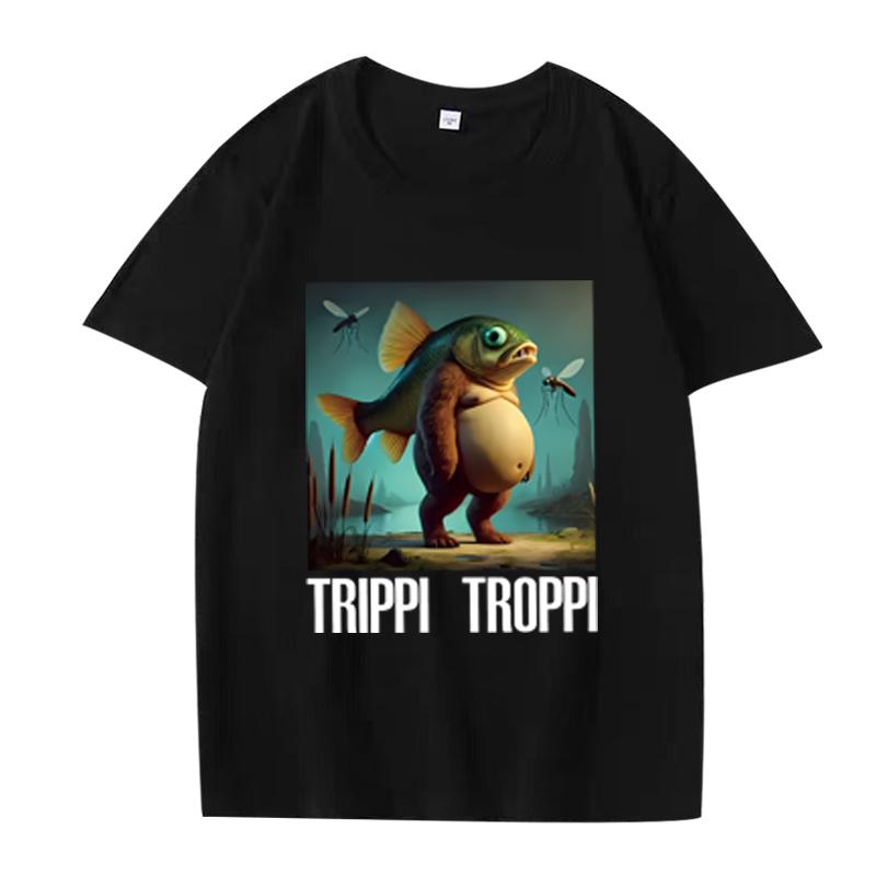 Italian Brainrot Funny Meme T Shirt Men Women Tralalero Tralala Tung Tung Tung Sahur Bombardiro Crocodilo Brr Brr Cappuccino Tee