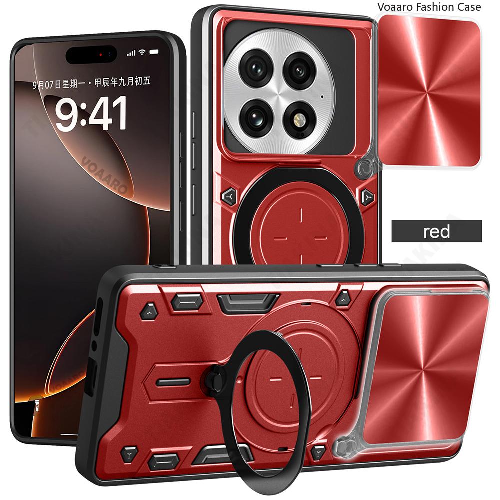 Schiebeobjektiv Push-Fenster Armor Funda für Oneplus 13 5G Hülle für Oneplus 13 5G Hülle Magnetischer Drehring Ständer Halter Abdeckung