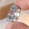 Multicolor Zircon Hollow Oval Rings For Women Vintage CopperColor Engagement Ring Wedding Jewelry Bridal Valentine's Day Gifts