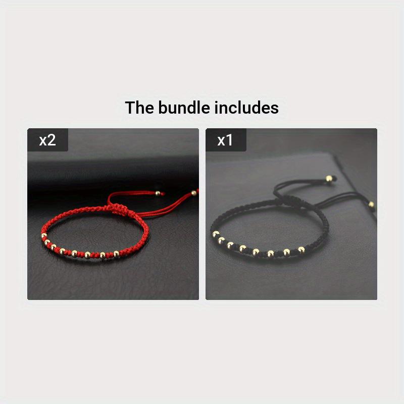 Fashion Woven Gold Bead Bracelet, Adjustable Beaded Lucky Charm Couple Bracelet