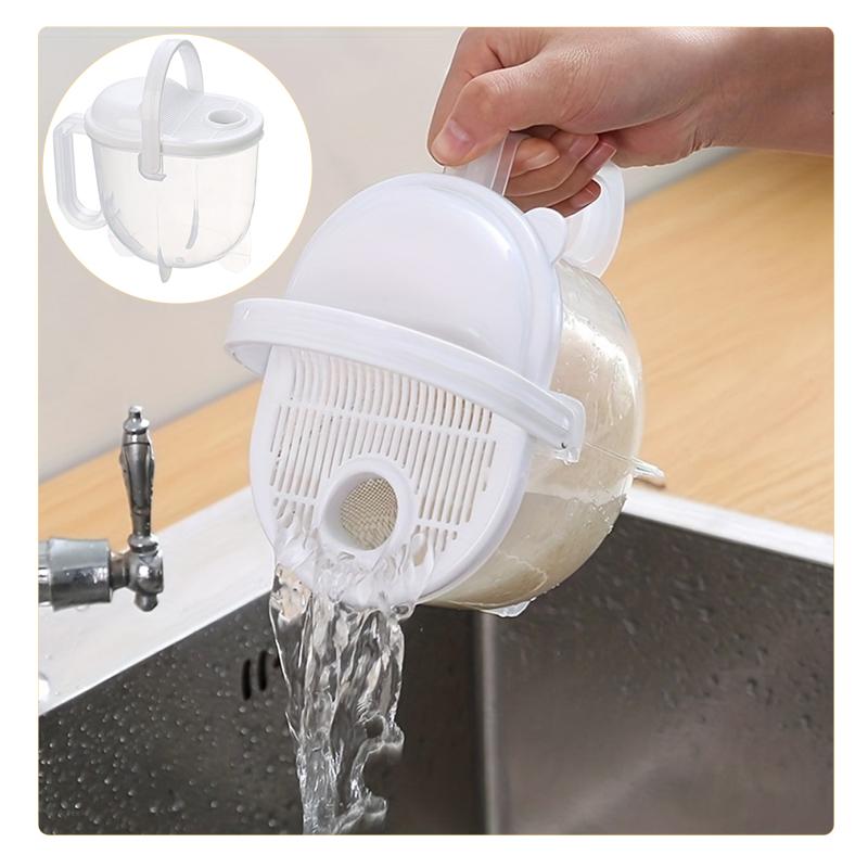 Rice Washer Hand-Free Washing Rice Basin Sieve Plastic Panning Basket With Draining Rinse Type Rice Cleaning Device