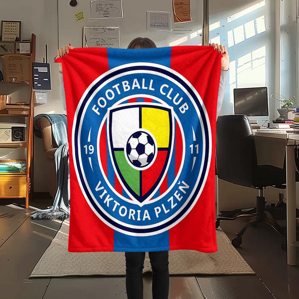 1pz Coperta in Flanella con Stampa FC Viktoria Plzen, Alta qualità per Tutte le Stagioni, Decorazione per la Casa, Calore e Comfort, Perfetta per Regali di Natale