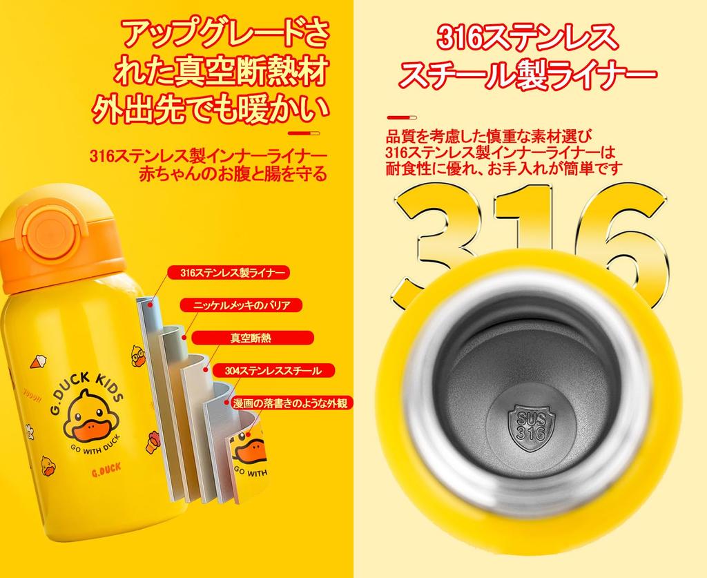 Children's 500ml Water Bottle with 3-Way 316 Stainless Steel Liner, Cute Design, Durable, Splash-Resistant Lid, Straw, Thermos, Insulated, Handheld,