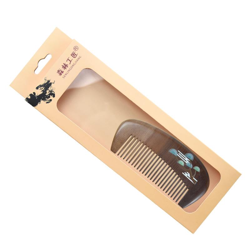 Mandarin Ducks Hand-Painted Peach Wood Hair Comb for Daily Use