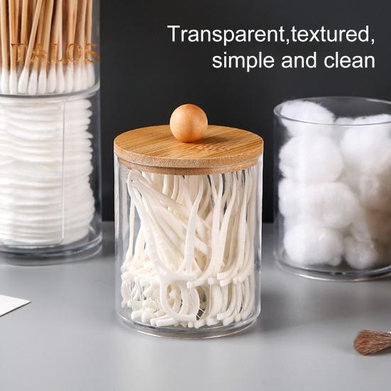 Scatola Portaoggetti Organizer per Cotton Fioc con Coperchio Design Trasparente Contenitore Multiuso per Dischetti di Cotone, Filo Interdentale