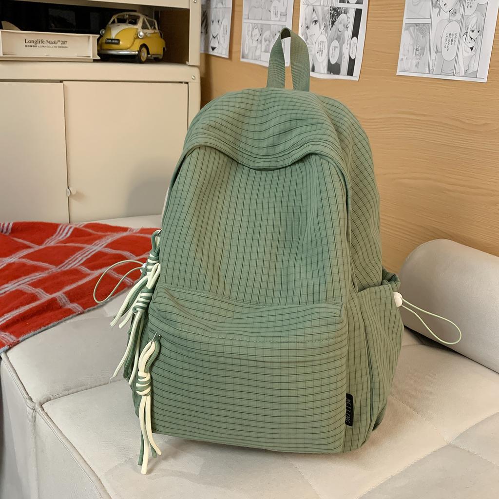 Schultasche Campus Schultasche Damen Koreanische Ausgabe ins Einfacher Karierter Rucksack Highschool-Schüler Große Kapazität Freizeit Reise Rucksack