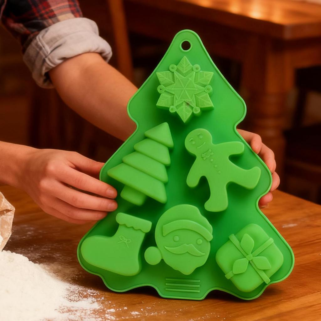 Christmas Silicone Mold Christmas Candy Molds Non Stick Christmas Silicone Cake Baking Mold Reusable Easy Release Tray