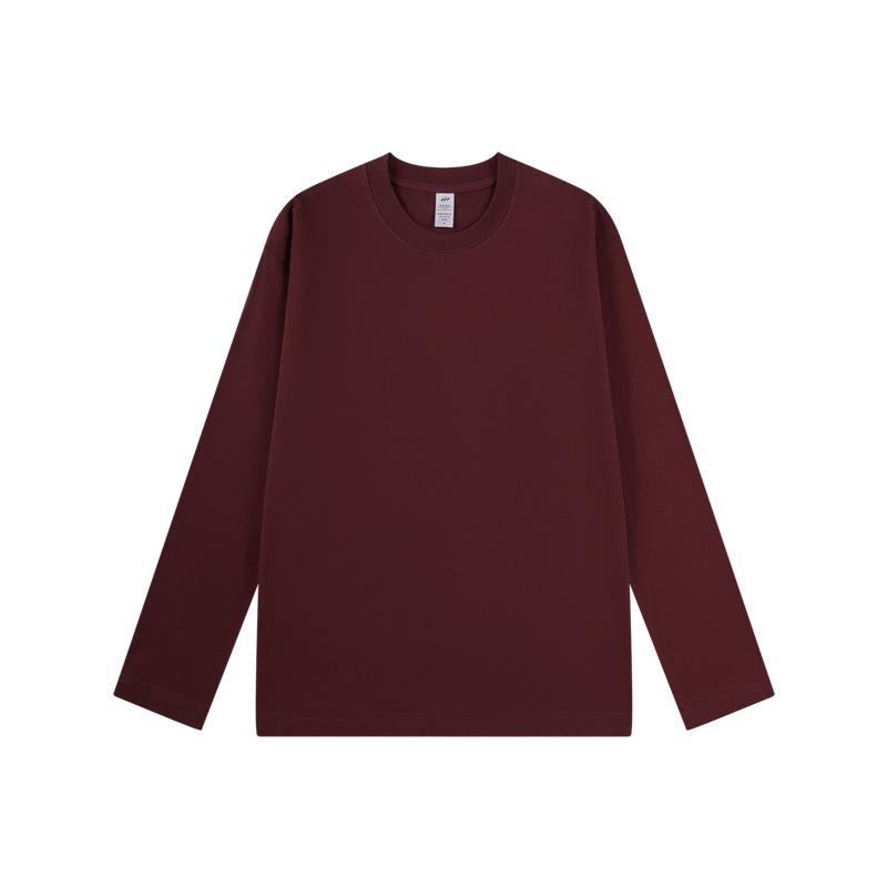 Men's 230g Heavy Cotton Long-Sleeve T-Shirt - Trendy Solid Color Couples' Style for Spring & Autumn