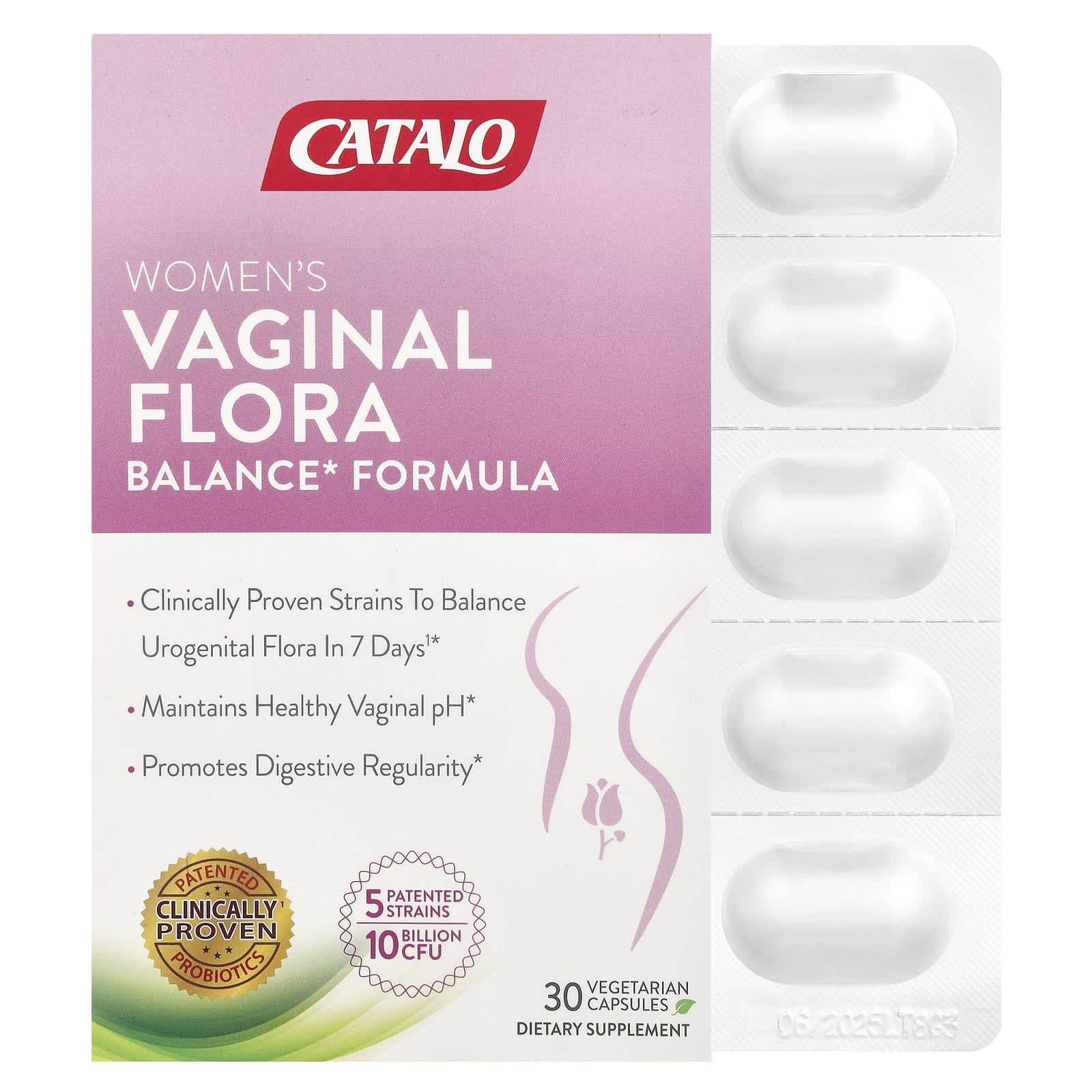

CATALO, female vaginal flora balance formula, 30 vegetable capsules