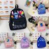 Stitch Flower Pattern Kids Backpack With Breathable Nylon For Elementary School Children