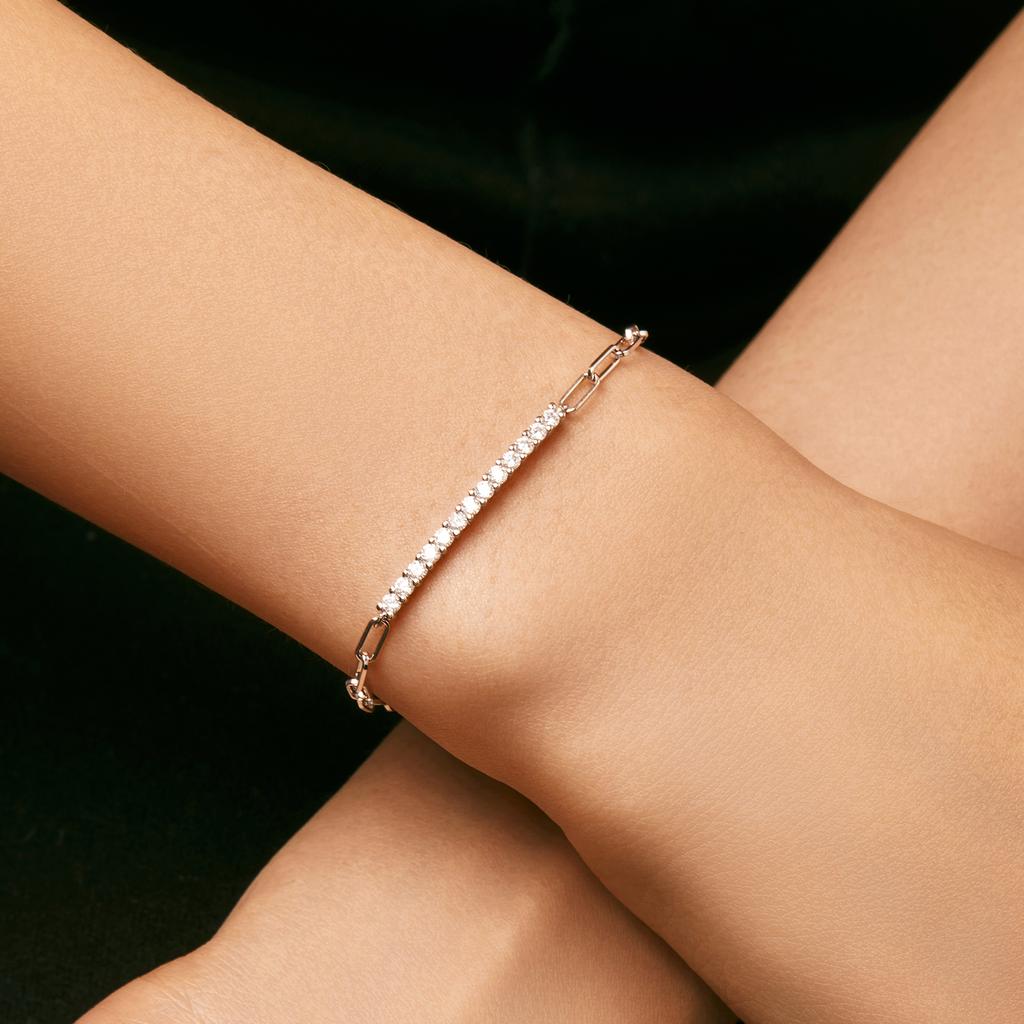 Parıltılı D Renk Moissanite Bileklik 925 Gümüş Kilit Üst Üste Takılabilir Trend Kadın Bileklikleri Hediye Kutulu Takı