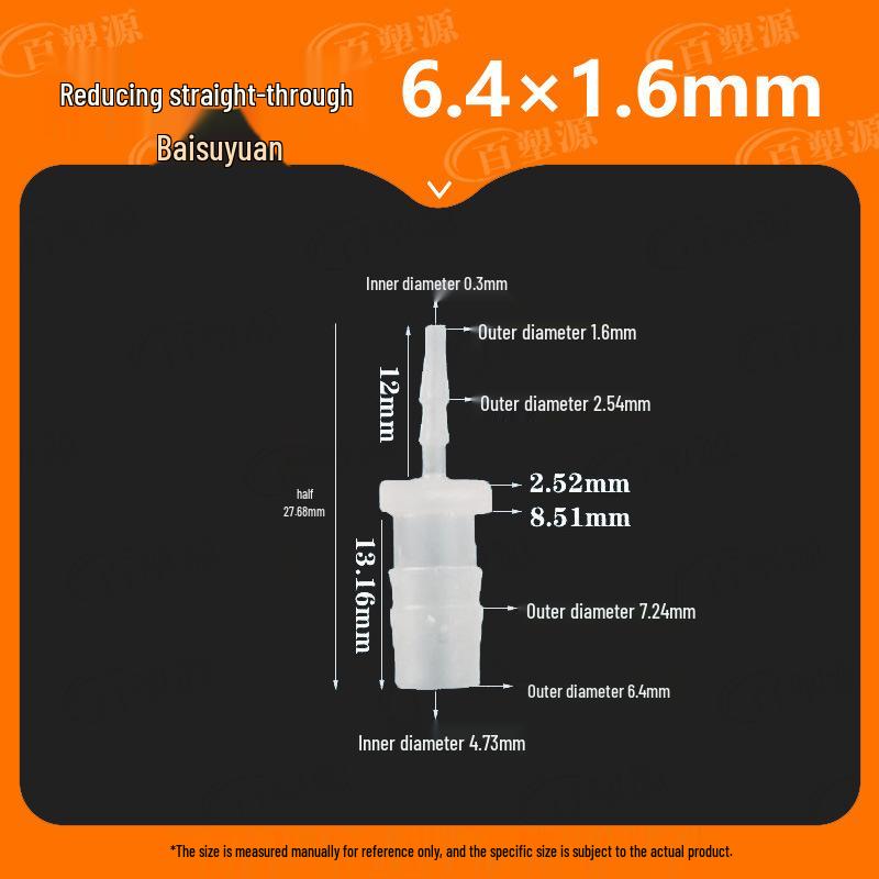 Two-Way Straight Through Plastic Hose Reducer Connector for Fish Tanks