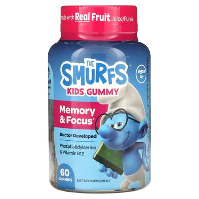 Gummies for Children, Improves Memory and Concentration, Ages 4 and Up, Smurfs Berries, 60 Gummies