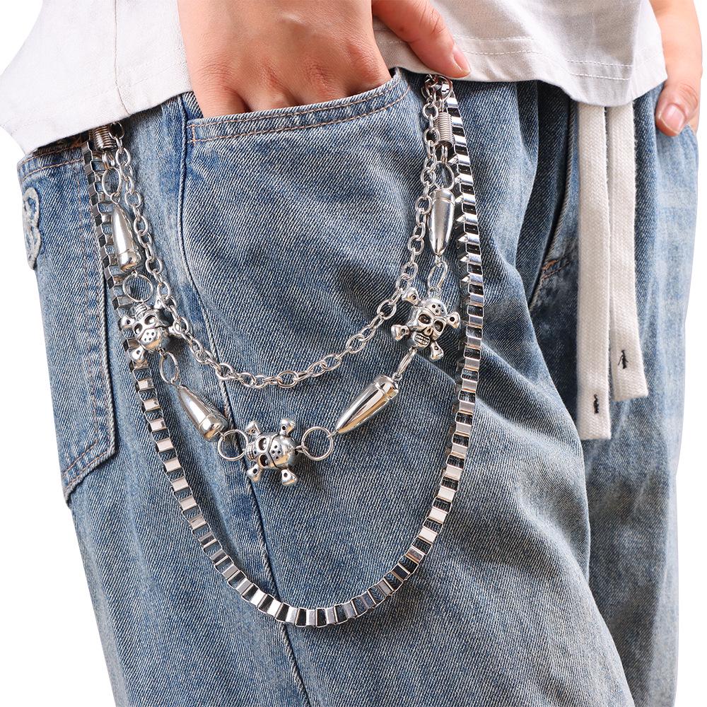 Vielseitige doppelseitige Totenkopf-Jeans-Kette mit Kugelkopf-Design - Europäische & Amerikanische grenzüberschreitende Mode